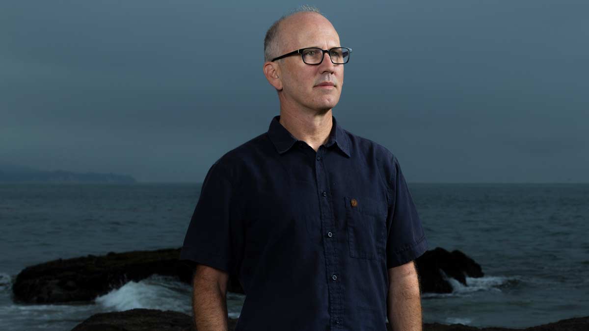 Ben Halpern at campus point on a foggy moody morning