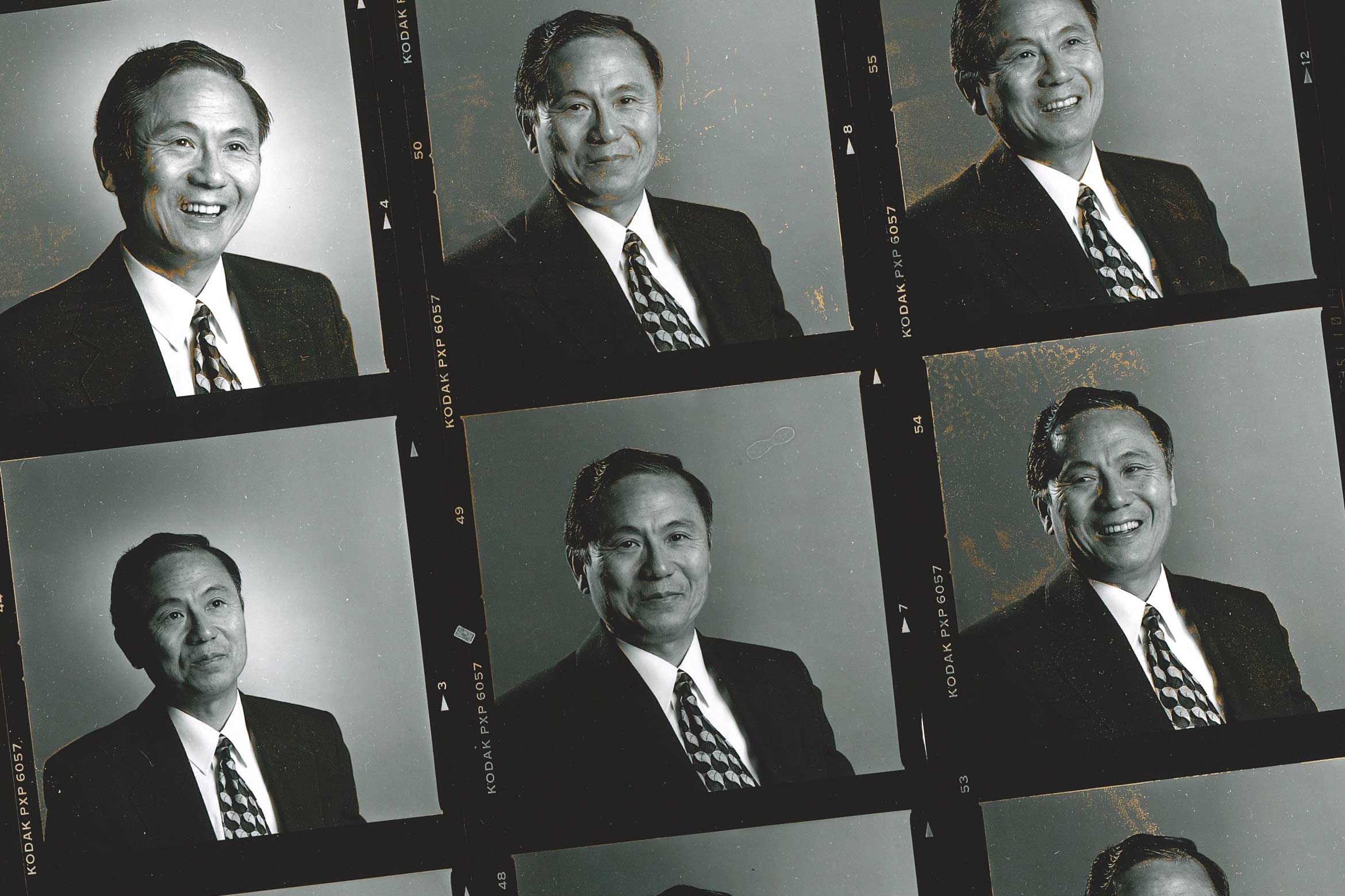 contact sheet of photos of Chancellor Yang